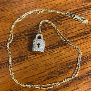 Roberto Coin Tiny Treasures Diamond Lock Necklace